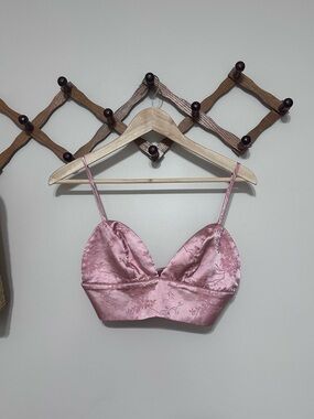 Cider Rose Pink Satin Floral Bralette